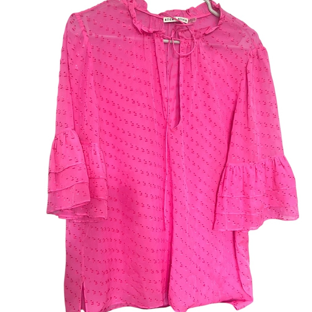 Alice + Olivia Bright Pink Ruffle Blouse